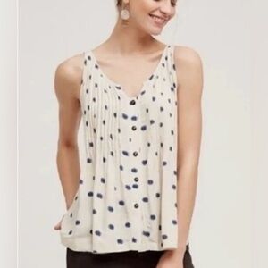 MAEVE Saona Polka Dot Button-Down Sleeveless Top